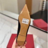 Good Product Valentino VLogo Signature Flat Shoes in Grained Calfskin Black VA082103