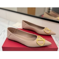 Good Looking Valentino VLogo Signature Flat Shoes in Grained Calfskin Dusty Nude 2025 VA082103