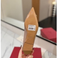 Good Looking Valentino VLogo Signature Flat Shoes in Grained Calfskin Dusty Nude 2025 VA082103