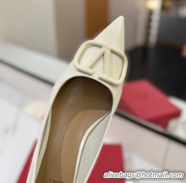Best Grade Valentino VLogo Signature Flat Shoes in Patent Calfskin White 2025 VA082104