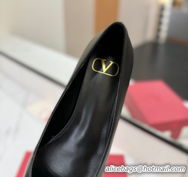 Purchase Valentino VLogo Signature Flat Shoes in Calfskin Leather All Black 2025 VA082104