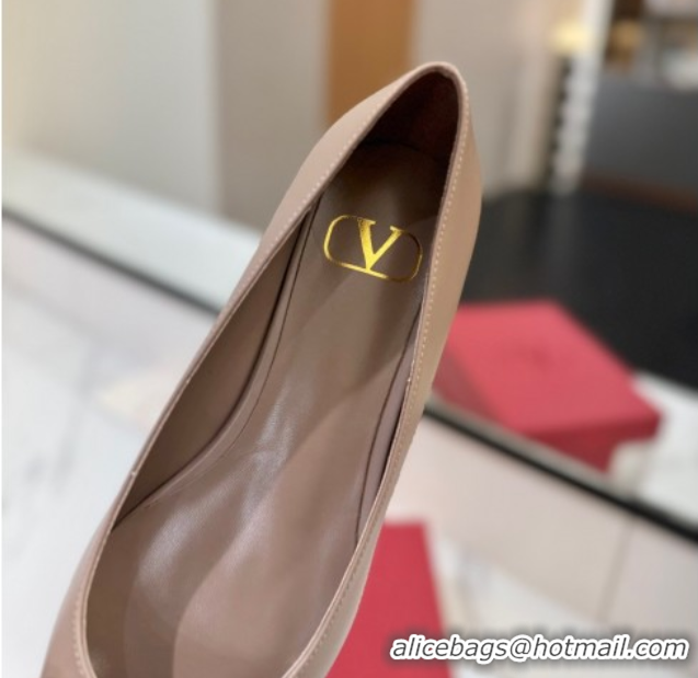 Best Price Valentino VLogo Signature Flat Shoes in Calfskin Leather Dusty Nude 2025 VA082104