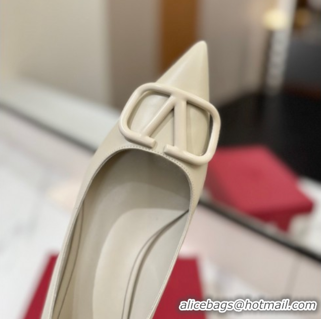 Good Quality Valentino VLogo Signature Flat Shoes in Calfskin Leather All White 2025 VA082104