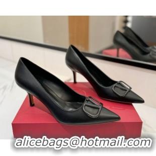 Best Product Valentino VLogo Signature Pumps 7.5cm in Calfskin Leather All Black 2025 VA082104