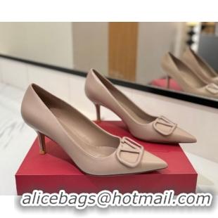 Popular Style Valentino VLogo Signature Pumps 7.5cm in Calfskin Leather Light Pink 2025 VA082104