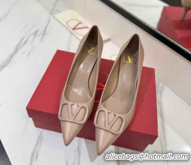 Popular Style Valentino VLogo Signature Pumps 7.5cm in Calfskin Leather Light Pink 2025 VA082104