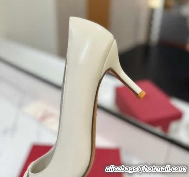 Good Product Valentino VLogo Signature Pumps 7.5cm in Calfskin Leather All White 2025 VA082104