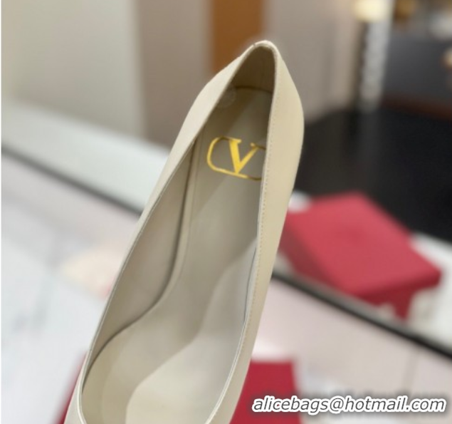 Good Product Valentino VLogo Signature Pumps 7.5cm in Calfskin Leather All White 2025 VA082104