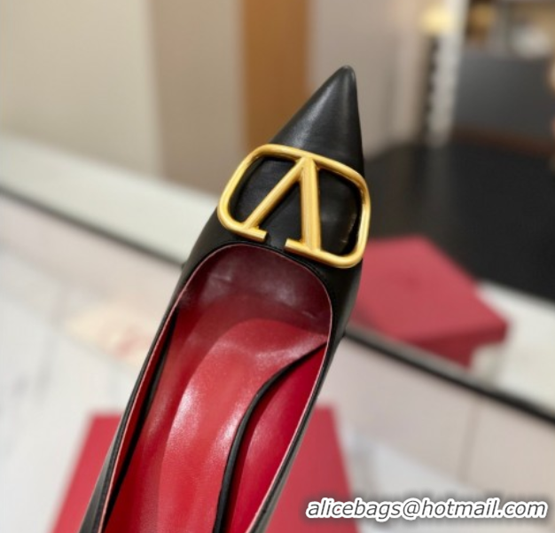 Luxurious Valentino VLogo Signature Pumps 7.5cm in Calfskin Leather Black2 2025 VA082104