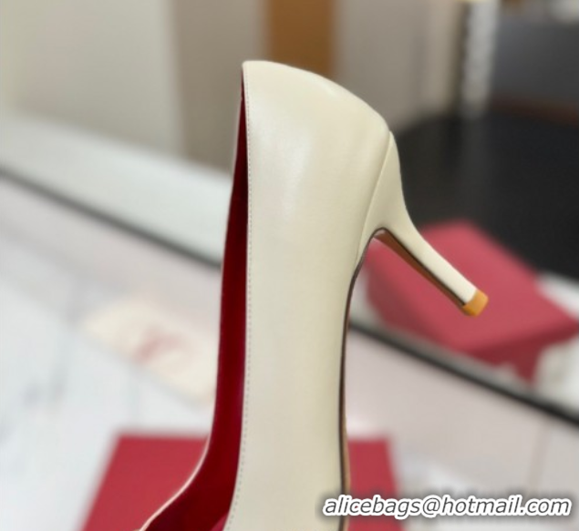 Grade Quality Valentino VLogo Signature Pumps 7.5cm in Calfskin Leather White/Gold 2025 VA082104