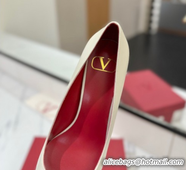 Grade Quality Valentino VLogo Signature Pumps 7.5cm in Calfskin Leather White/Gold 2025 VA082104