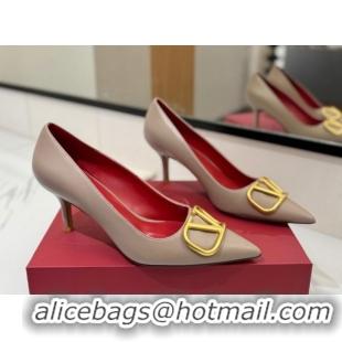 Most Popular Valentino VLogo Signature Pumps 7.5cm in Calfskin Leather Dusty Beige 2025 VA082104