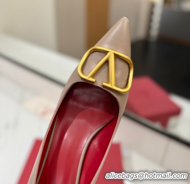 Most Popular Valentino VLogo Signature Pumps 7.5cm in Calfskin Leather Dusty Beige 2025 VA082104