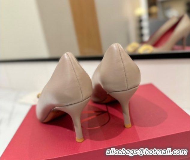 Most Popular Valentino VLogo Signature Pumps 7.5cm in Calfskin Leather Dusty Beige 2025 VA082104