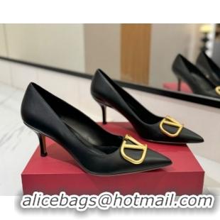 Unique Style Valentino VLogo Signature Pumps 7.5cm in Calfskin Leather Black/Gold 2025 VA082104