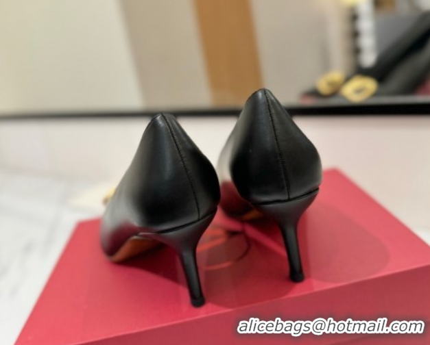 Unique Style Valentino VLogo Signature Pumps 7.5cm in Calfskin Leather Black/Gold 2025 VA082104