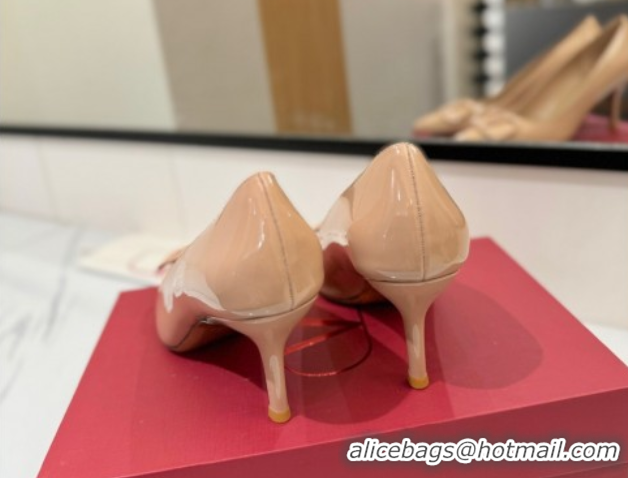 Pretty Style Valentino VLogo Signature Pumps 7.5cm in Patent Calfskin Pale Pink 2025 VA082104