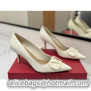 Top Grade Valentino VLogo Signature Pumps 7.5cm in Patent Calfskin White 2025 VA082104