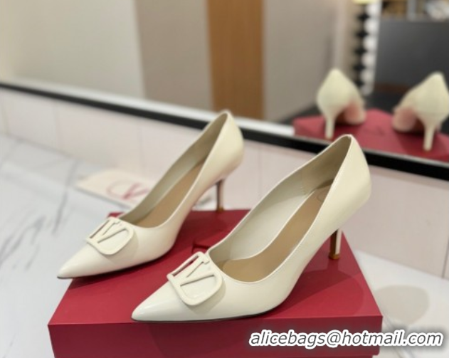 Top Grade Valentino VLogo Signature Pumps 7.5cm in Patent Calfskin White 2025 VA082104