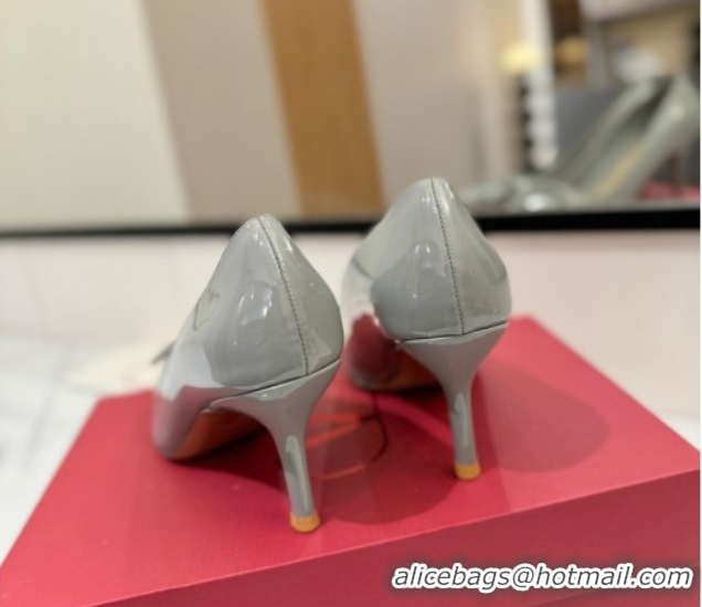 Top Design Valentino VLogo Signature Pumps 7.5cm in Patent Calfskin Grey 2025 VA082104
