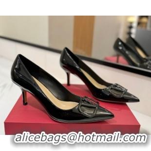 Good Looking Valentino VLogo Signature Pumps 7.5cm in Patent Calfskin All Black 2025 VA082104