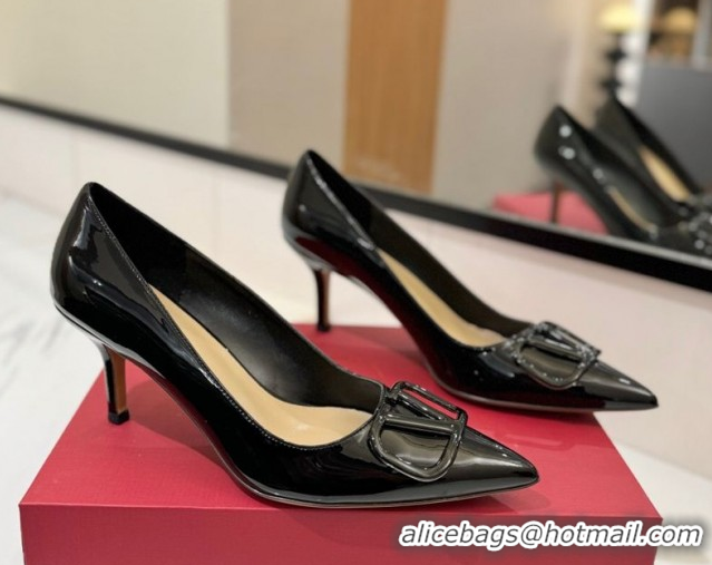 Good Looking Valentino VLogo Signature Pumps 7.5cm in Patent Calfskin All Black 2025 VA082104