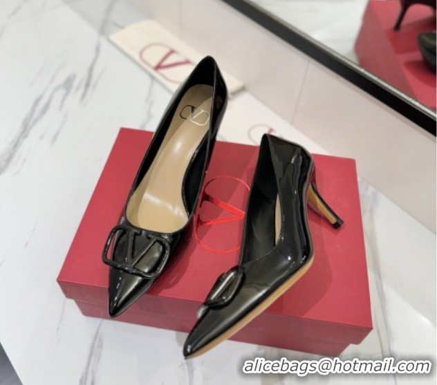 Good Looking Valentino VLogo Signature Pumps 7.5cm in Patent Calfskin All Black 2025 VA082104