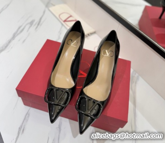 Good Looking Valentino VLogo Signature Pumps 7.5cm in Patent Calfskin All Black 2025 VA082104