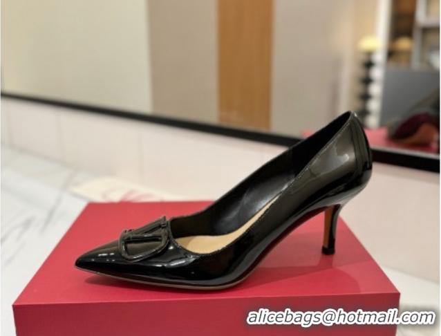 Good Looking Valentino VLogo Signature Pumps 7.5cm in Patent Calfskin All Black 2025 VA082104