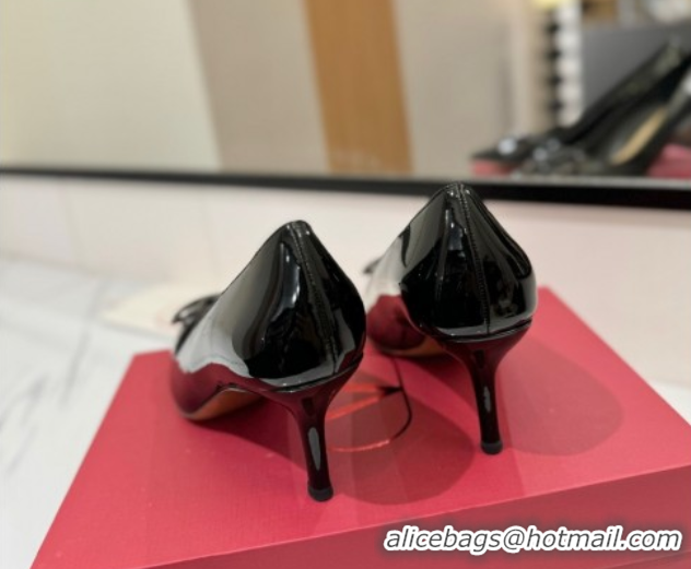 Good Looking Valentino VLogo Signature Pumps 7.5cm in Patent Calfskin All Black 2025 VA082104