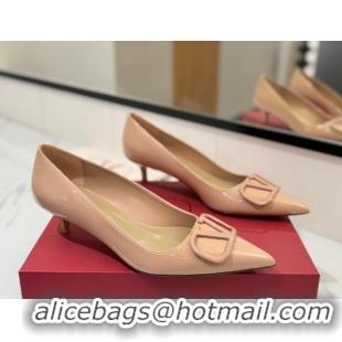Durable Valentino VLogo Signature Pumps 4.5cm in Patent Calfskin Pale Pink 2025 VA082104