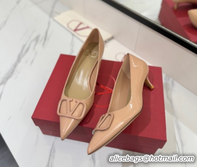Durable Valentino VLogo Signature Pumps 4.5cm in Patent Calfskin Pale Pink 2025 VA082104