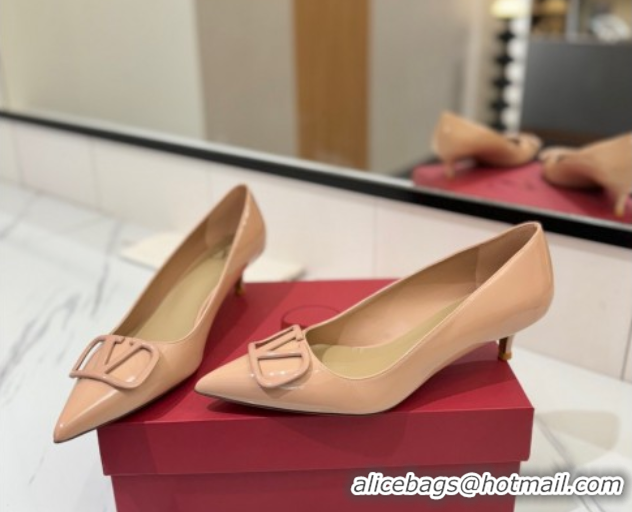 Durable Valentino VLogo Signature Pumps 4.5cm in Patent Calfskin Pale Pink 2025 VA082104