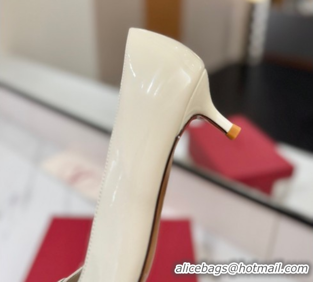 Shop Duplicate Valentino VLogo Signature Pumps 4.5cm in Patent Calfskin White 2025 VA082104