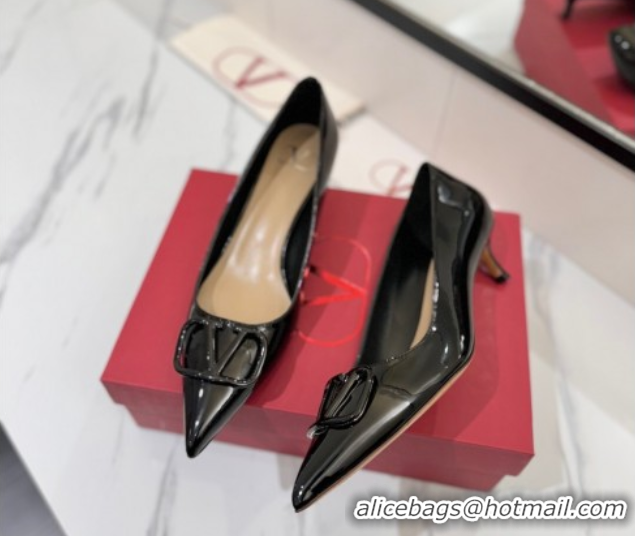 Big Discount Valentino VLogo Signature Pumps 4.5cm in Patent Calfskin Black 2025 VA082104