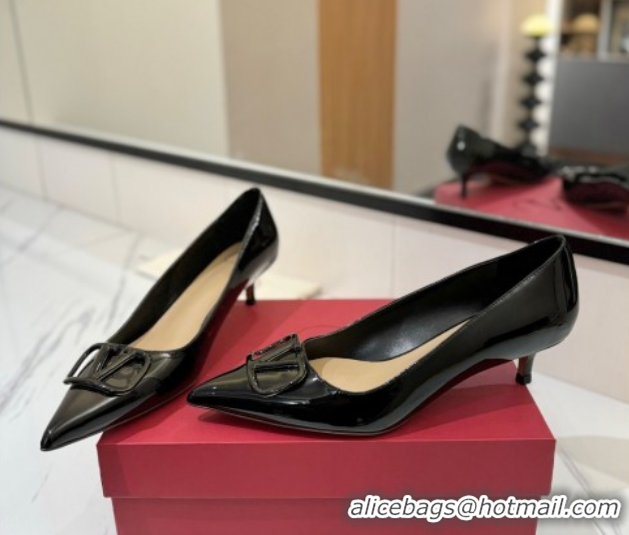 Big Discount Valentino VLogo Signature Pumps 4.5cm in Patent Calfskin Black 2025 VA082104