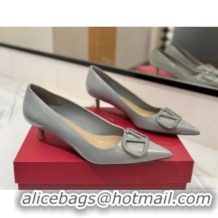Unique Discount Valentino VLogo Signature Pumps 4.5cm in Patent Calfskin Grey 2025 VA082104