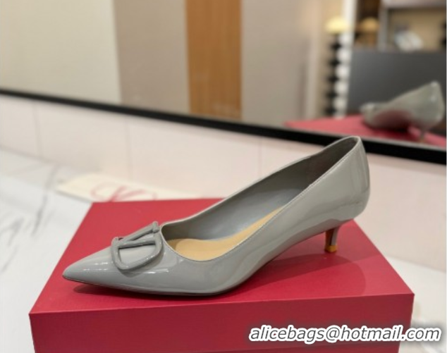 Unique Discount Valentino VLogo Signature Pumps 4.5cm in Patent Calfskin Grey 2025 VA082104