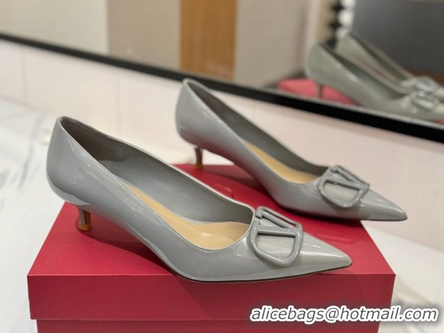 Unique Discount Valentino VLogo Signature Pumps 4.5cm in Patent Calfskin Grey 2025 VA082104