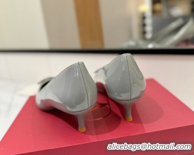 Unique Discount Valentino VLogo Signature Pumps 4.5cm in Patent Calfskin Grey 2025 VA082104