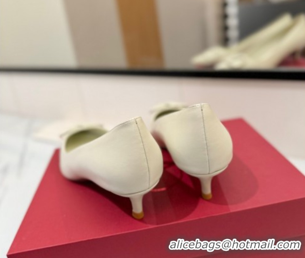 Charming Valentino VLogo Signature Pumps 4.5cm in Calfskin Leather All White 2025 VA082104