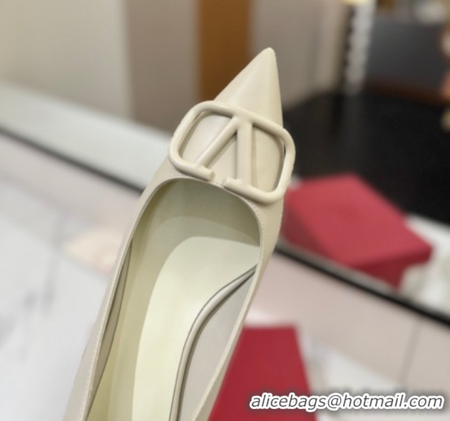 Charming Valentino VLogo Signature Pumps 4.5cm in Calfskin Leather All White 2025 VA082104