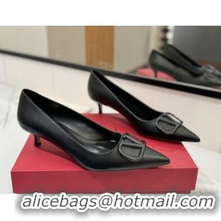 Sumptuous Valentino VLogo Signature Pumps 4.5cm in Calfskin Leather All Black 2025 VA082104