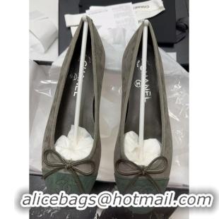 ​Luxury Cheap Chanel Suede Classic Ballet Flat 322048 Green