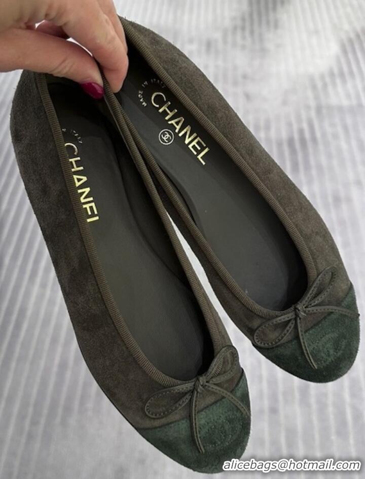 ​Luxury Cheap Chanel Suede Classic Ballet Flat 322048 Green