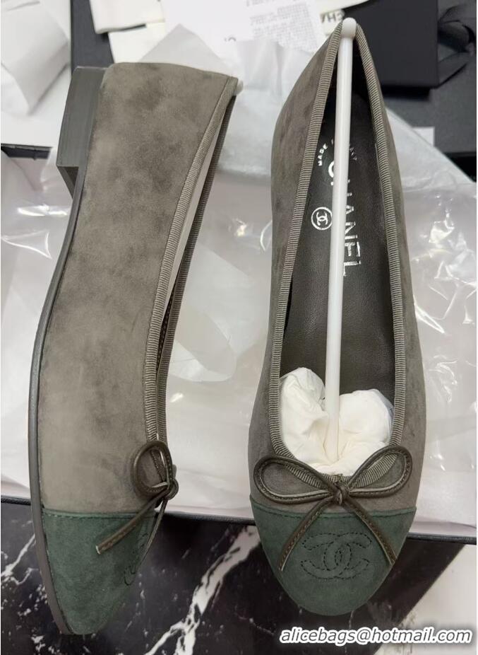 ​Luxury Cheap Chanel Suede Classic Ballet Flat 322048 Green