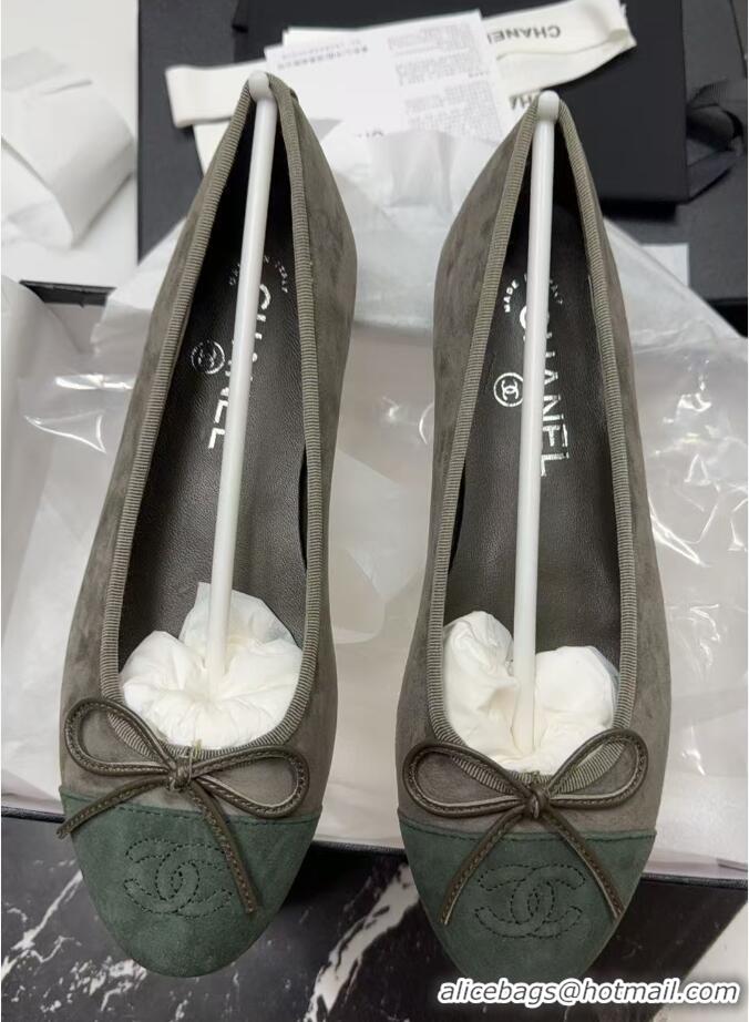 ​Luxury Cheap Chanel Suede Classic Ballet Flat 322048 Green