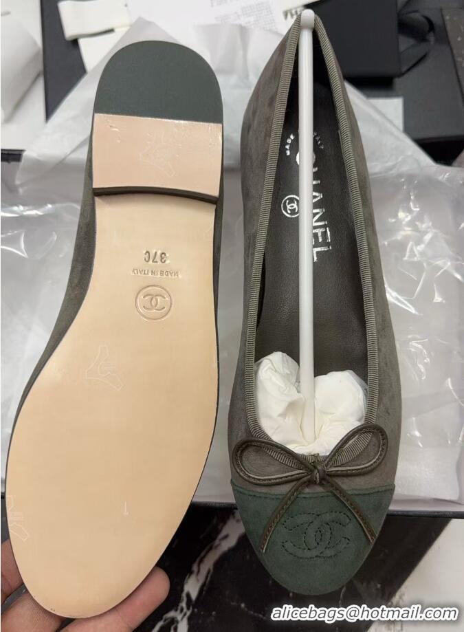 ​Luxury Cheap Chanel Suede Classic Ballet Flat 322048 Green