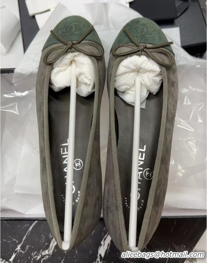 ​Luxury Cheap Chanel Suede Classic Ballet Flat 322048 Green