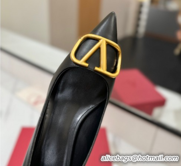 Best Price Valentino VLogo Signature Pumps 4.5cm in Calfskin Leather Black/Gold 2025 VA082104